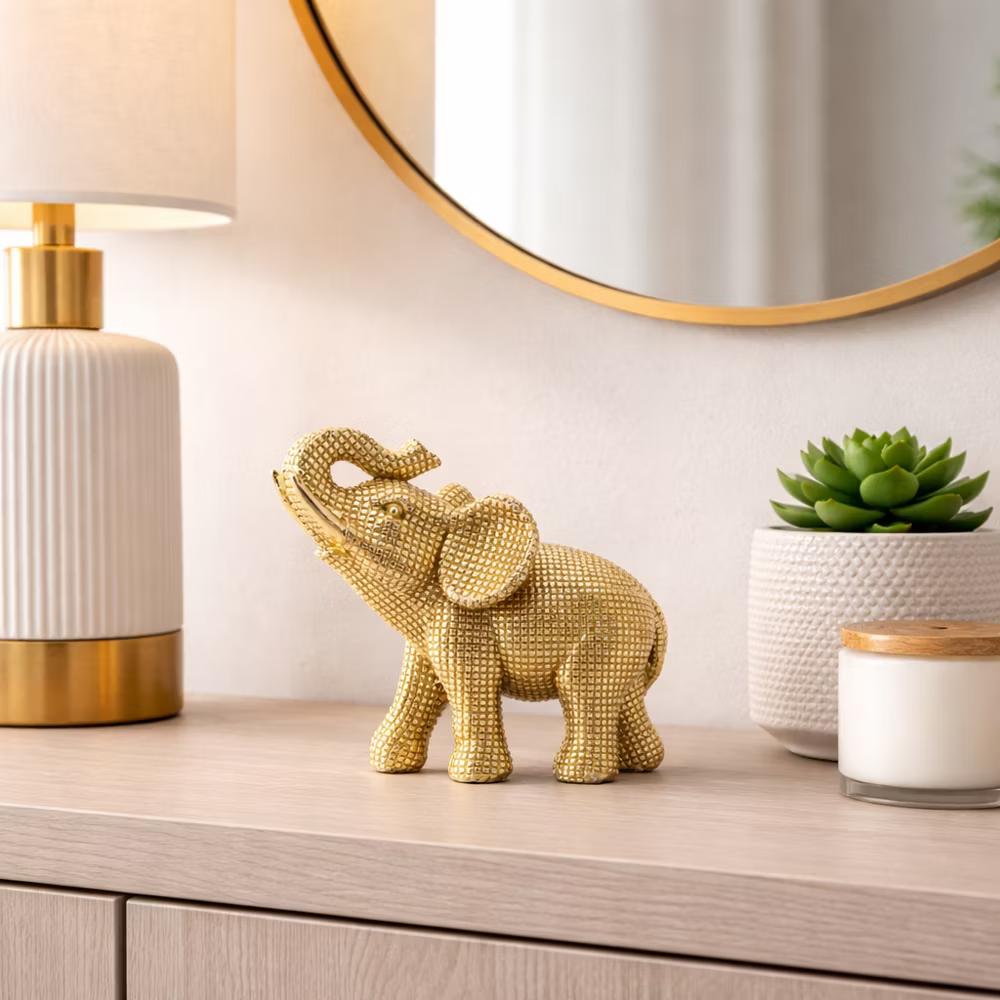 Sagebrook Home 7" Elephant Sculpture - Decorative Polyresin Elephant Statue For Home Decor - Table Accent, Desktop Figurine - Image 23
