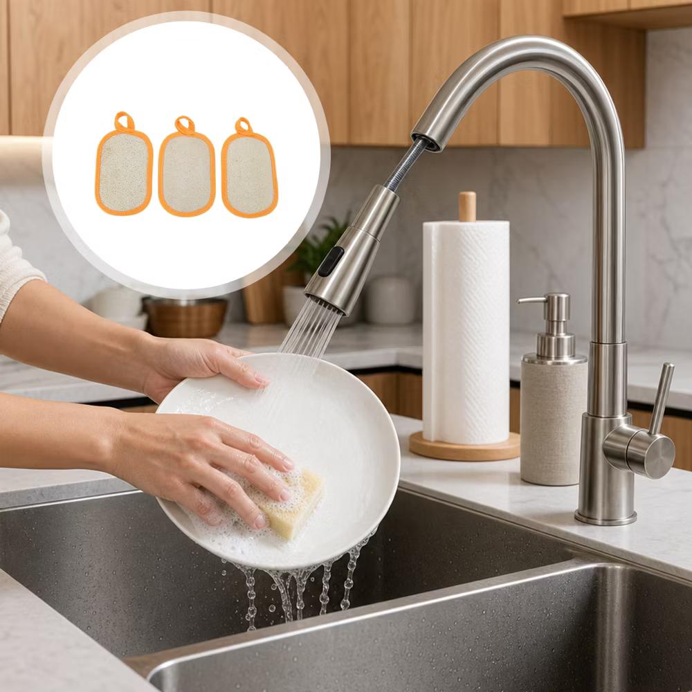 Double-sided Rectangular Wood Pulp Sponge Dish Washing Cloth 3 Pcs - Image 29