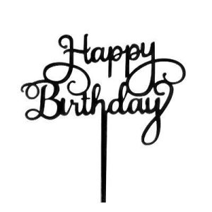 Black 'Happy Birthday' Cake Topper