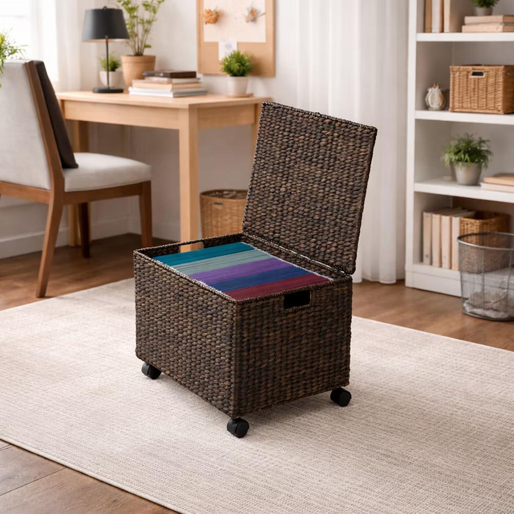 Casafield Rolling Filing Cabinet - Water Hyacinth Hanging File Folder Organizer on Wheels, Home Office Storage - Image 15