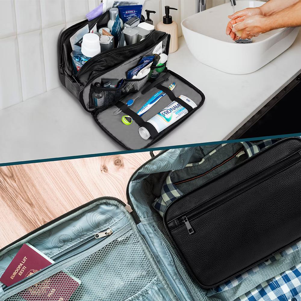 Toiletry Bag for Men, Travel Pouch Essentials Shaving Dopp Kit, Water Resistant Organizer Case Accessories - Image 2