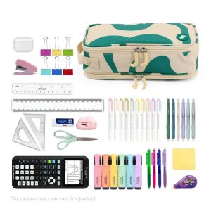 J World Doodle Large Capacity Pencil Case with Double Compartment and Handle Strap