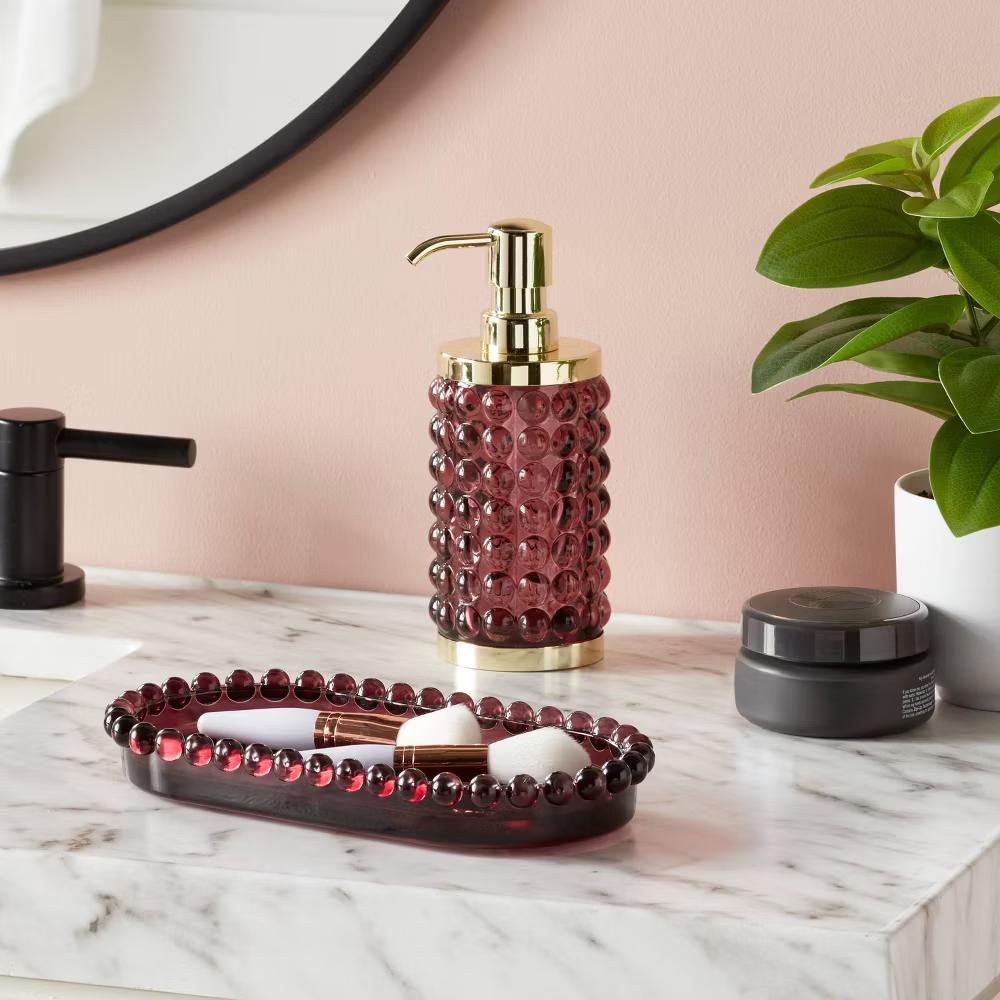 Textured Glass Soap Pump Mulberry - Image 4