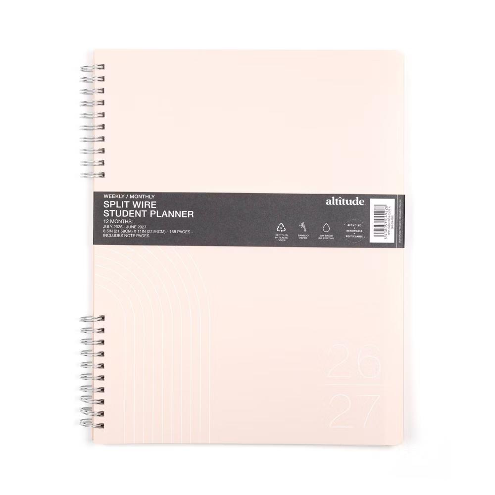 8.5" 11" 2026-2027 Monthly/Weekly Planner - Powder Pink Arch, School Supplies