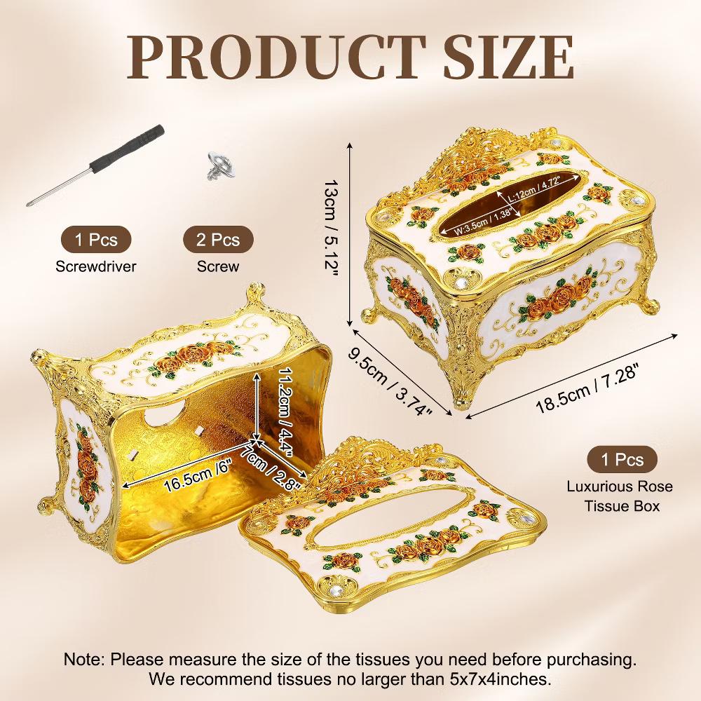 Luxurious Rose Tissue Box Rectangular Plastic Napkin Box Vintage Tissue Paper Holders - Image 8