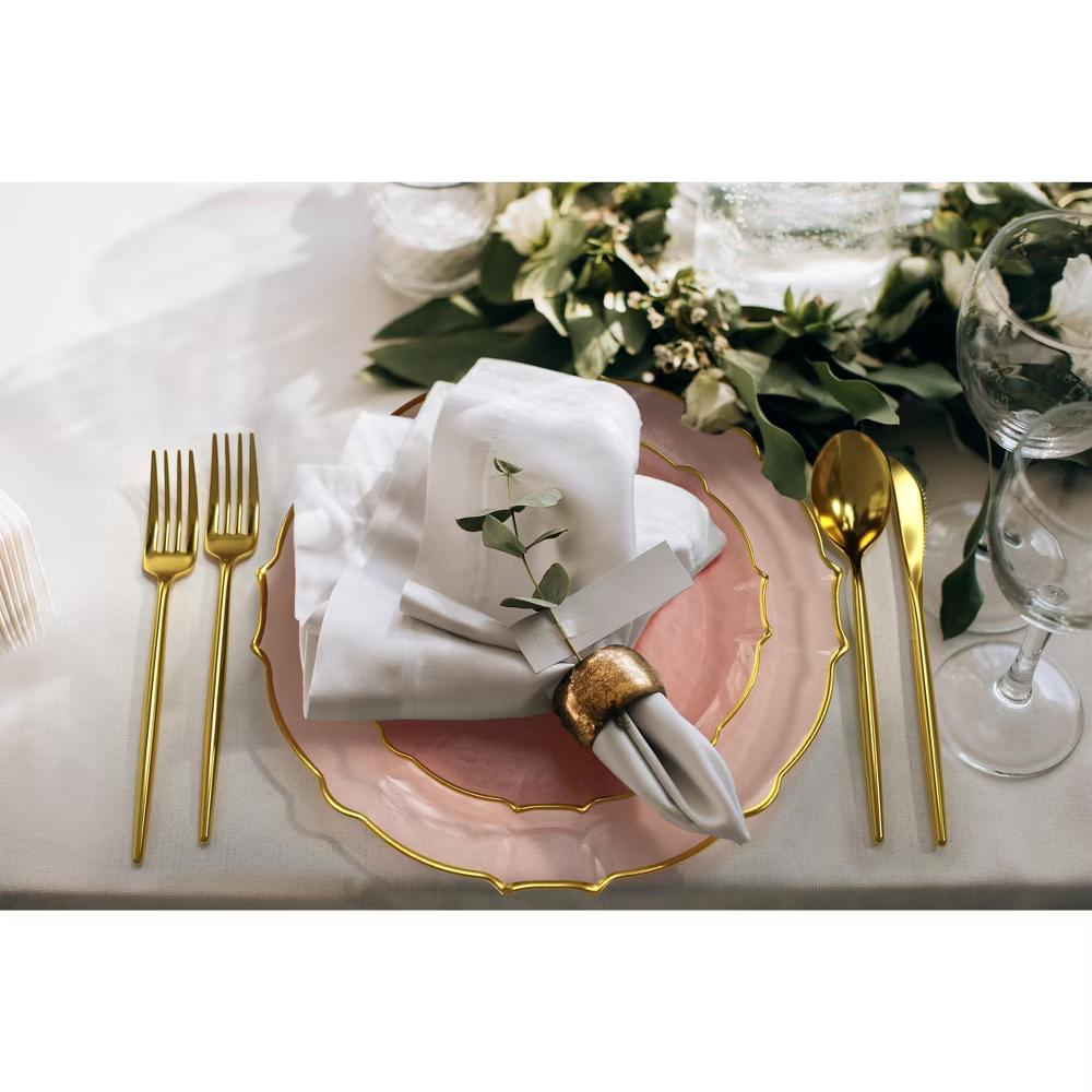 Trendables 40 Pieces Plastic Disposable Wedding Plates Set - 20 7.5" & 20 10" Thin & DelicateTinted Petals Plates with Rim - Image 37
