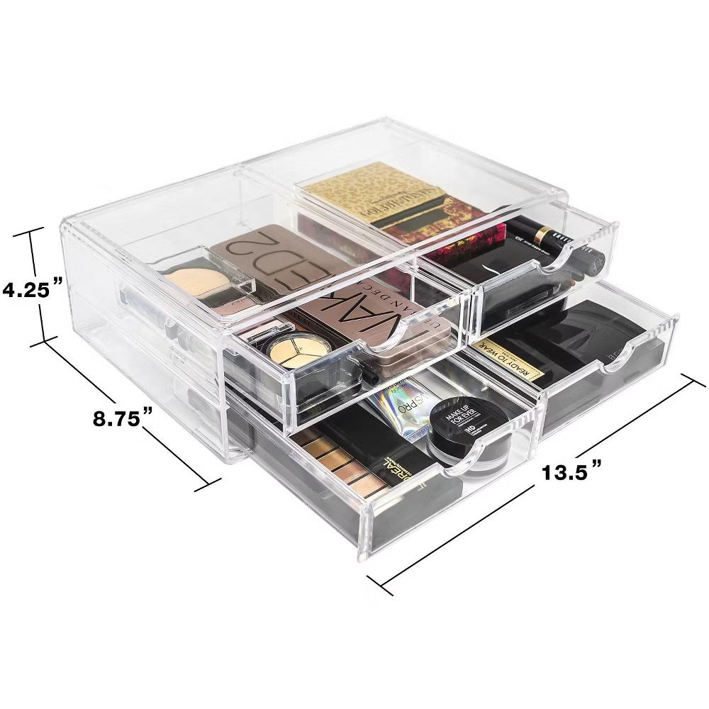4 Clear Large Stackable Acrylic Drawers - for Organizing Make up, Nail Polish, Hair Accessories, and Beauty Supplies - Image 4