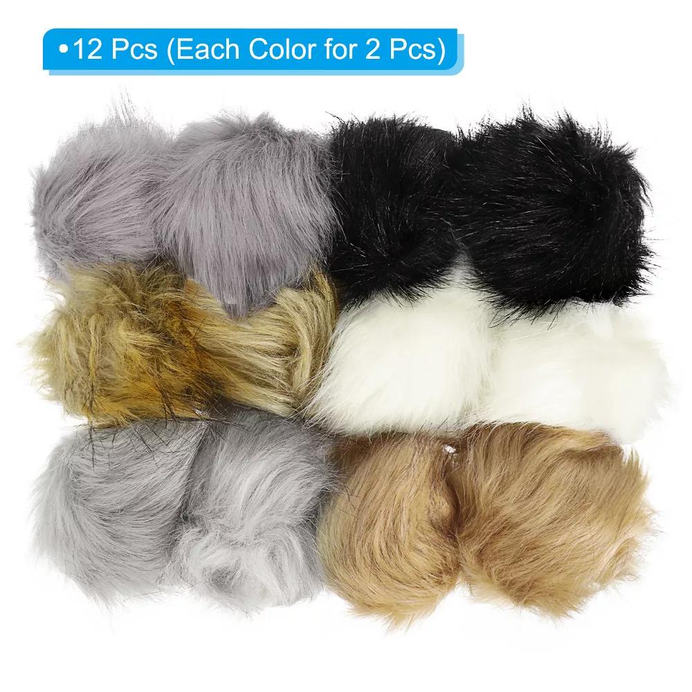 Fluffy Soft Elastic Faux Fur Pom Poms for Hats Scarves Gloves 12 Pcs - Image 3