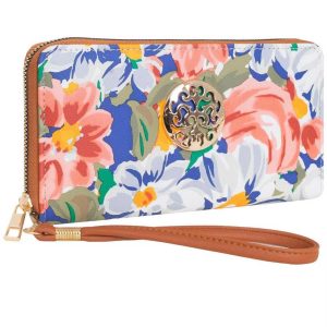 Rebecca & Rifka Floral Print Medallion Zip Wristlet Wallet