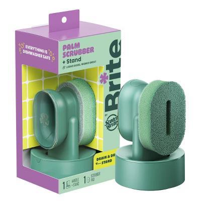 Brite by Fillable Palm Scrubber Dish Sponge with Built-in Soap Dispenser and Drain Dry Stand - Image 5