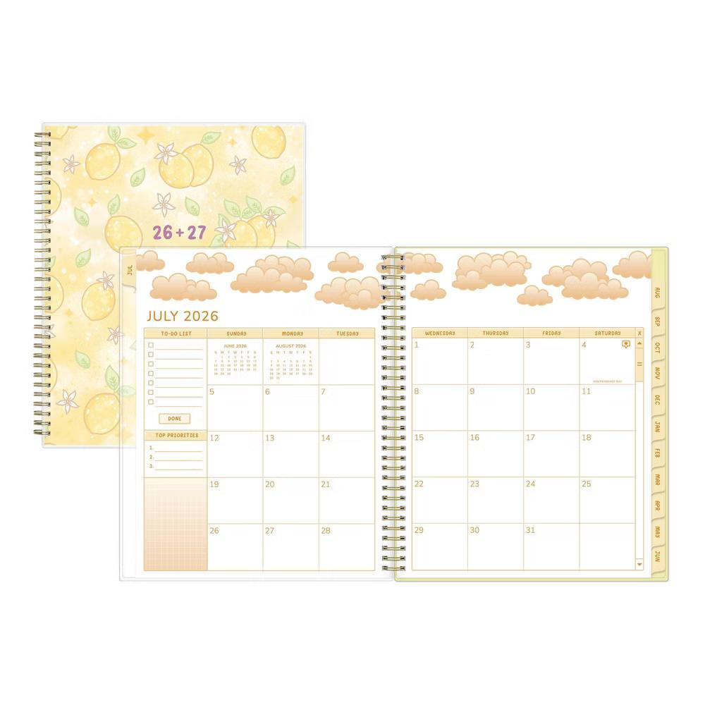 Unicorn Eclipse 8.5"x11" 2026-2027 Weekly/Monthly Planner Lemons Smooth Frosted Safety Wirebound - Image 7
