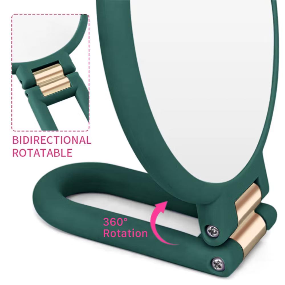 Mber Hand Mirror For Makeup Mirror 2-Sided 1X 10X Magnifying Mirror, Travel Mirror With Stand, Foldable Handheld Mirrors with Handle, Green