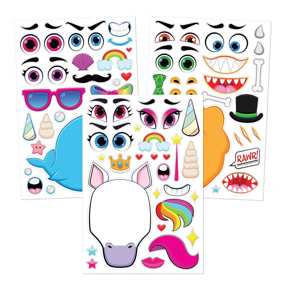 SYNCFUN 36 Pcs 10" Animal Mix and Match Make-a-Face Sticker Sheets Kids DIY Kits, Animals Kids Party Favor Supplies Craft - Image 6