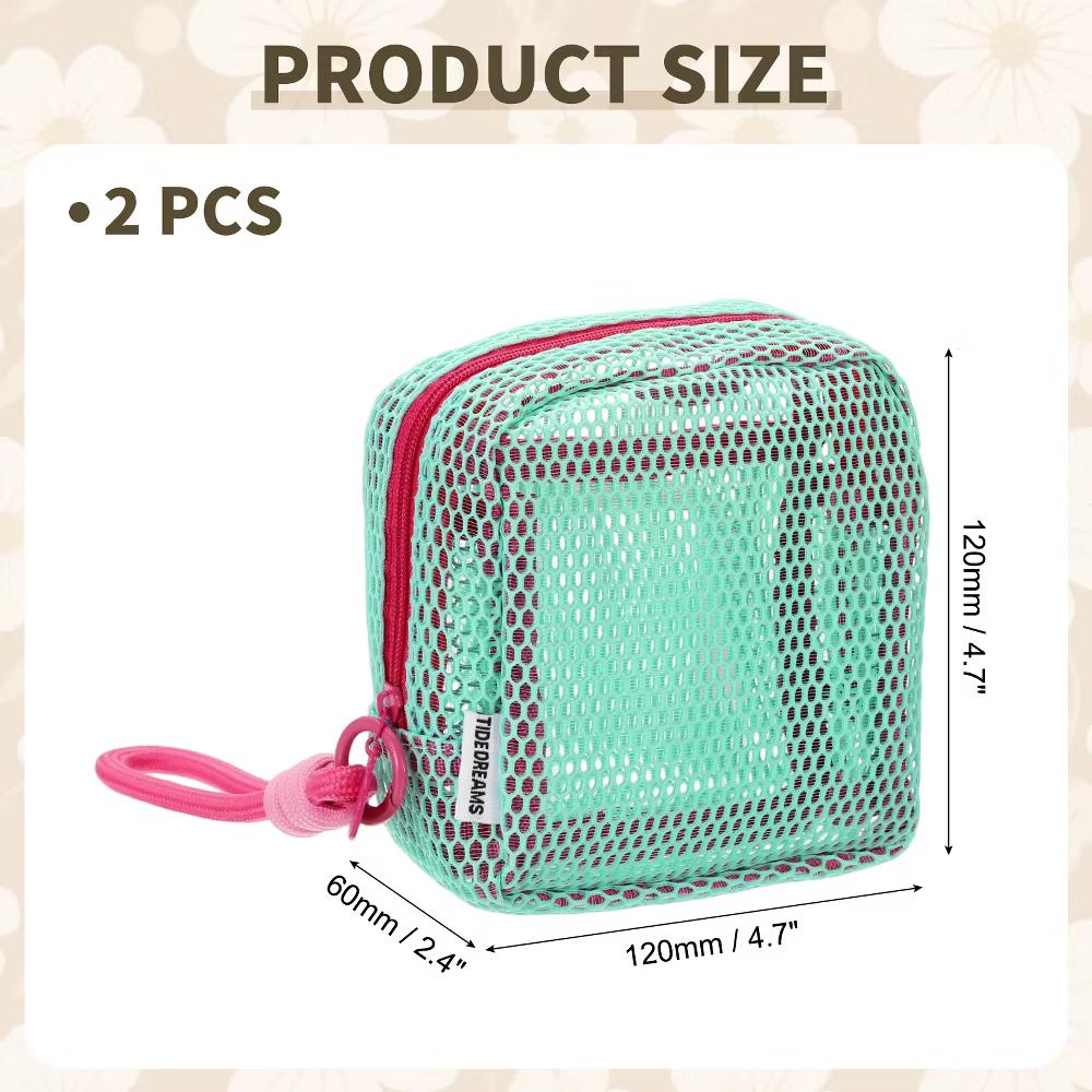 Mesh Travel Toiletry Organizing Zipper Mini Makeup Bag with Strap 4.7" - Image 22
