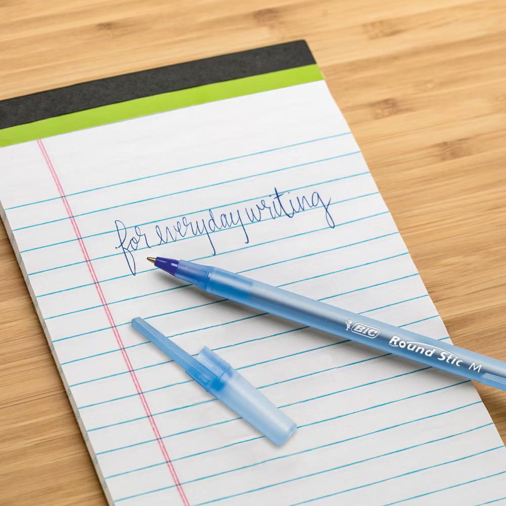 10pk Round Stic Xtra Life Ballpoint Pens 1.0mm Medium Point Blue Ink: Back to School Supplies for Students & Teachers