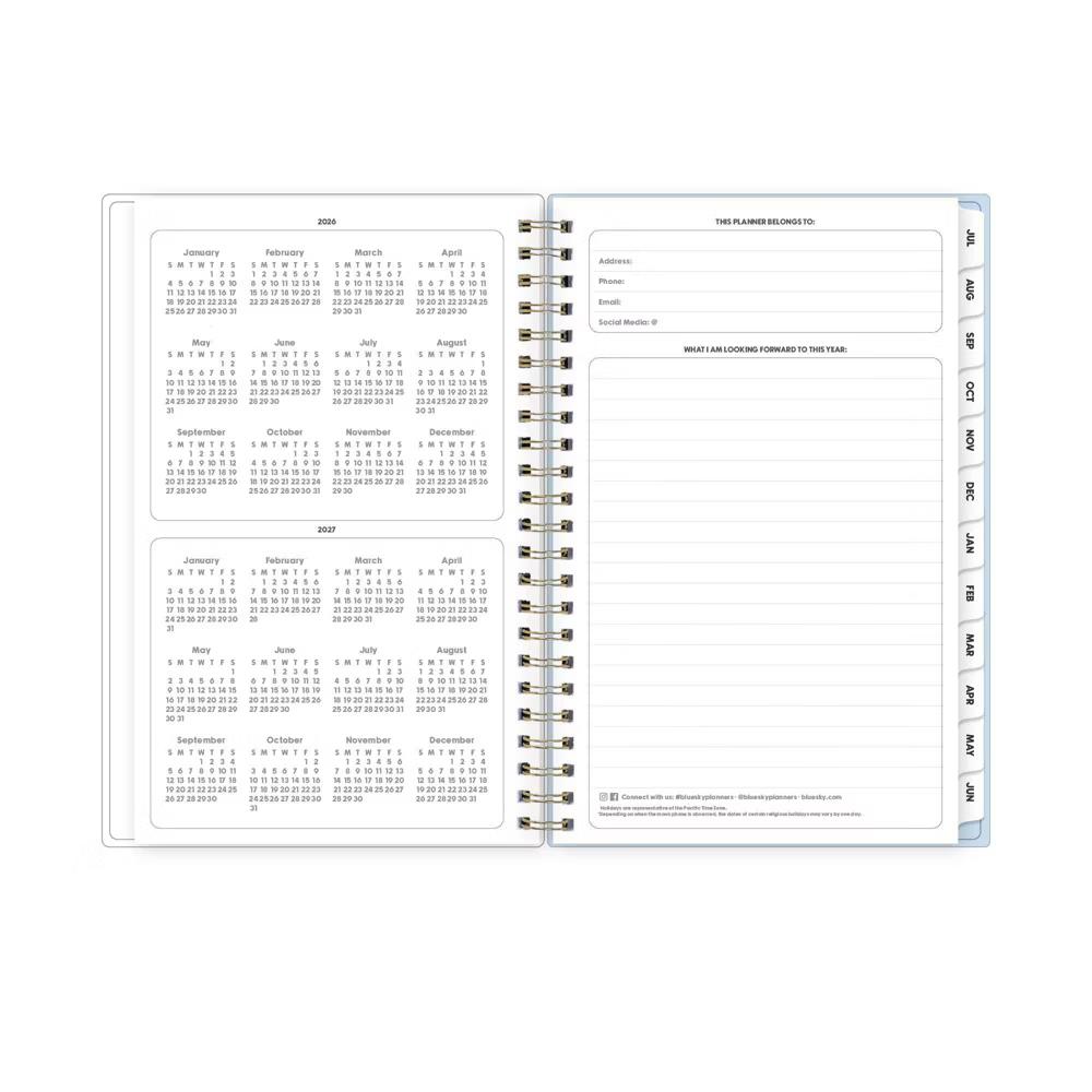 Blue Sky 5"x8" 2026-2027 Weekly/Monthly Calendar Sugar Sky PP with Double Horizontal Pockets Wirebound - Image 10