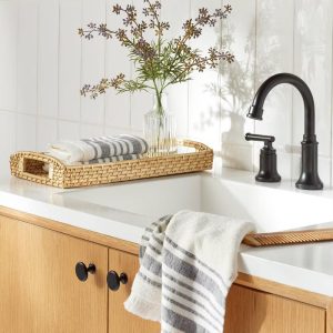 7"x14" Natural Woven Bathroom Tray - with Magnolia
