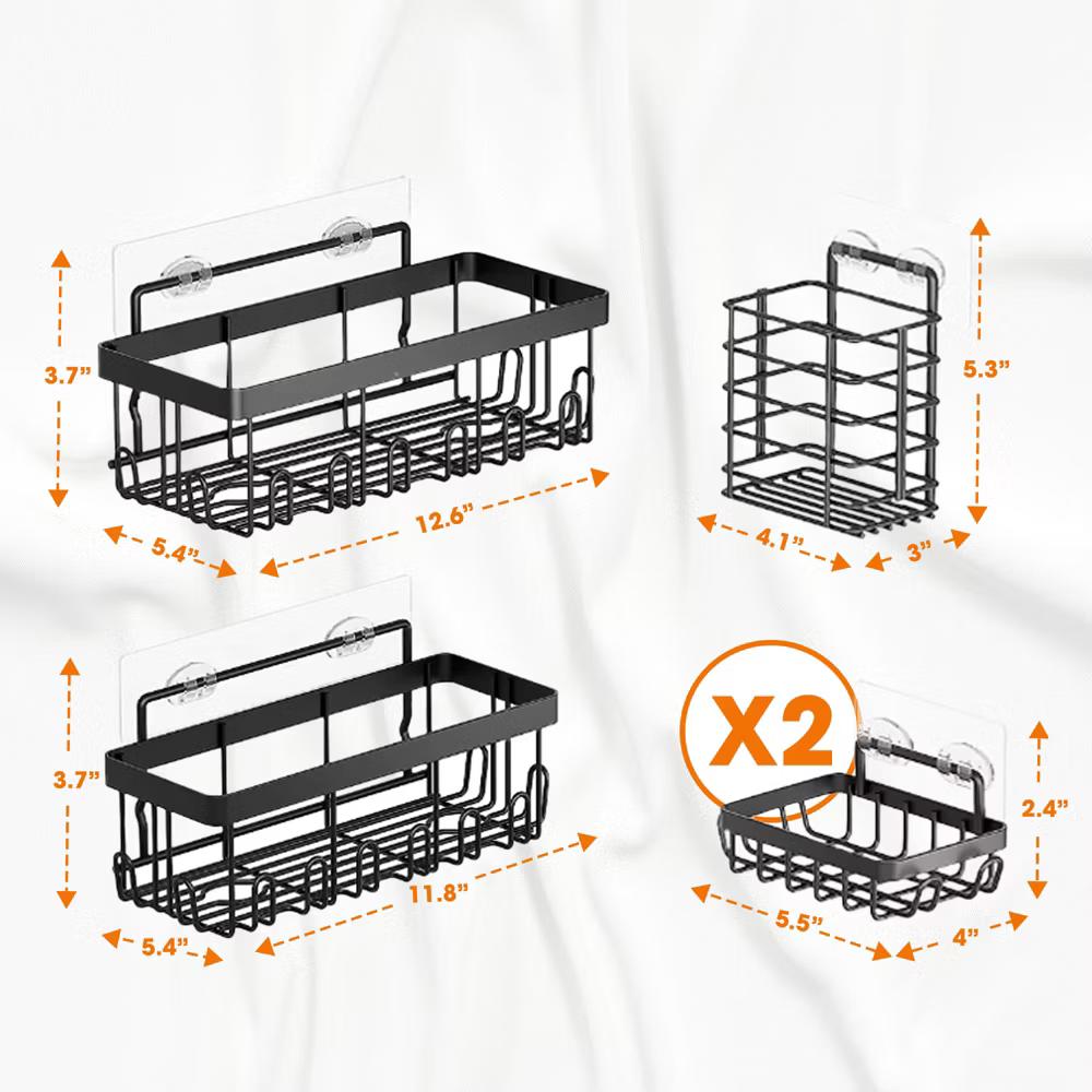 5-Pack Shower Caddy Set – Rustproof Stainless Wall Storage with Adhesive Mount for Bath or Sink - Image 8