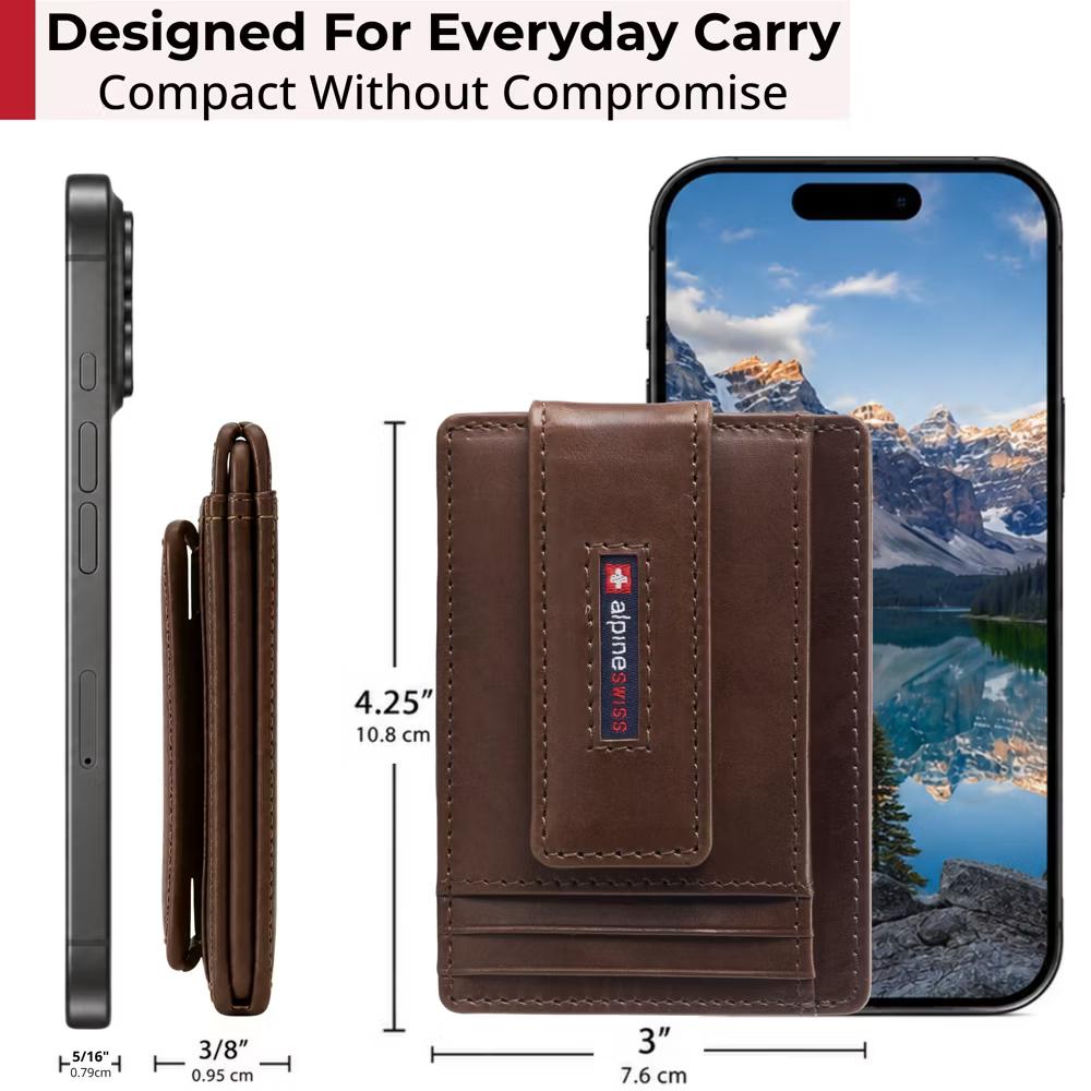 Alpine Swiss Harper Mens RFID Slim Money Clip Front Pocket Wallet Minimalist Leather ID Card Holder - Image 30
