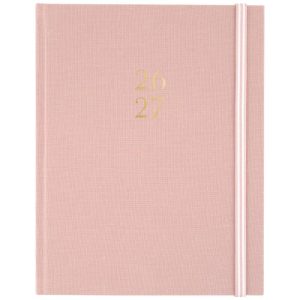 Essentials 7.875"x9.875" 2026-2027 Large Fabric Casebound Planner Rose Pink
