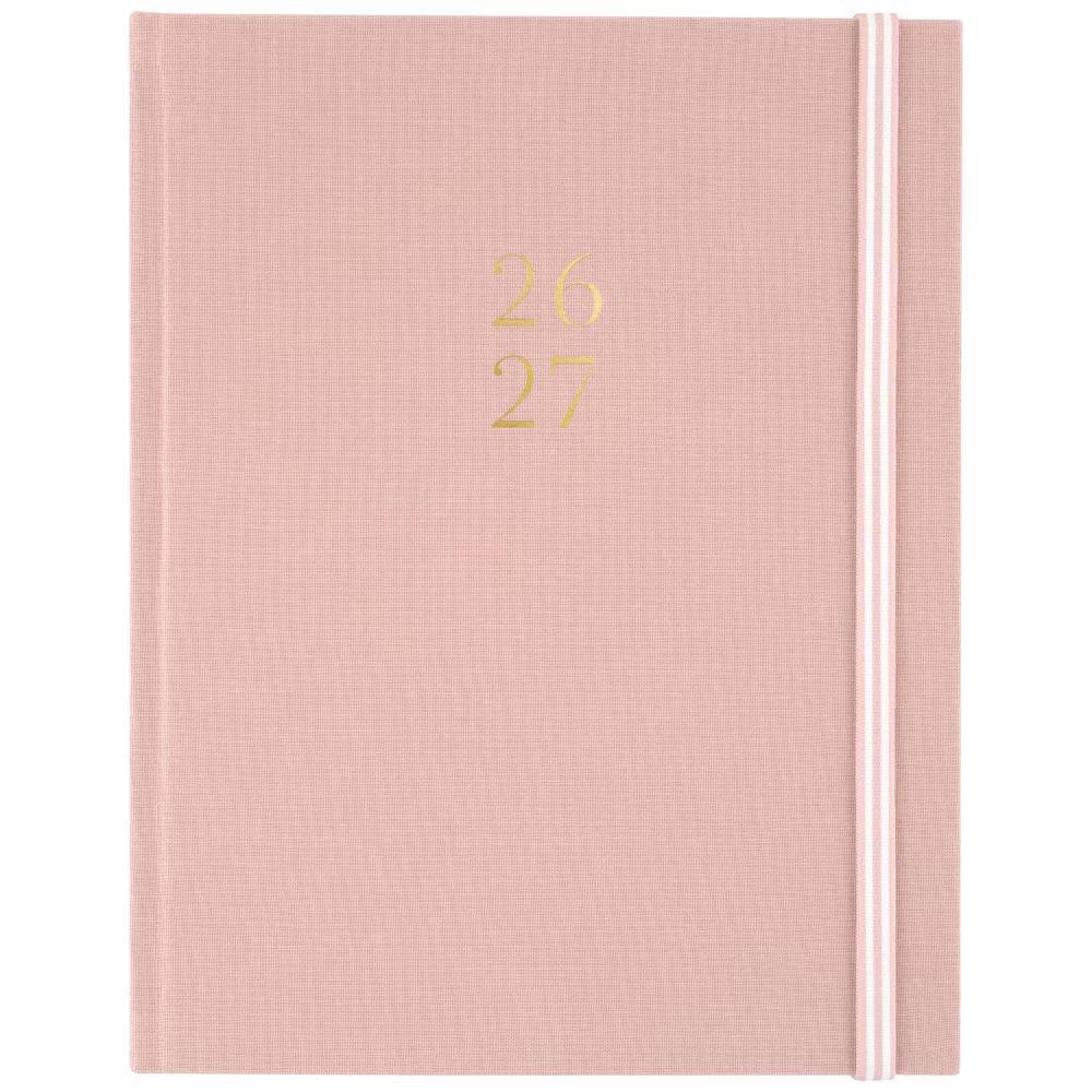 Essentials 7.875"x9.875" 2026-2027 Large Fabric Casebound Planner Rose Pink
