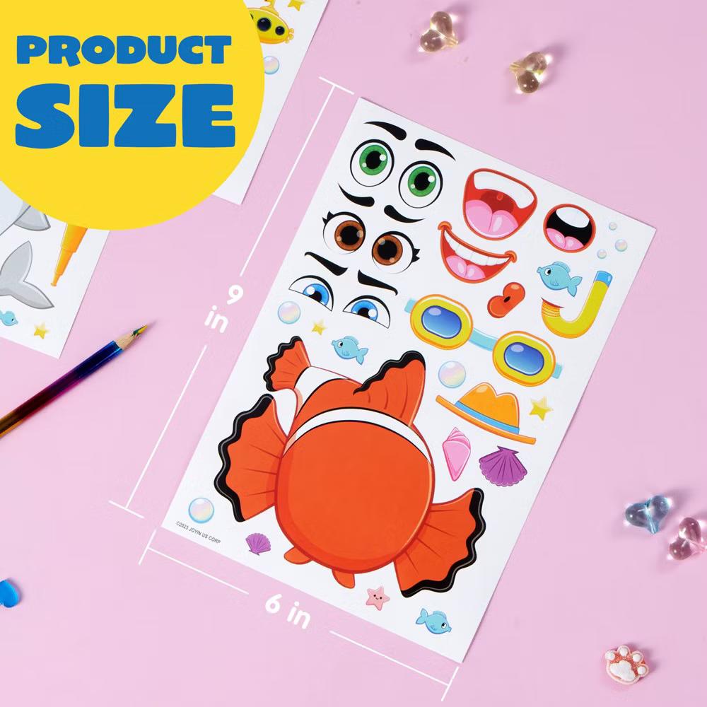 SYNCFUN 36 Pcs 10" Animal Mix and Match Make-a-Face Sticker Sheets Kids DIY Kits, Animals Kids Party Favor Supplies Craft - Image 3