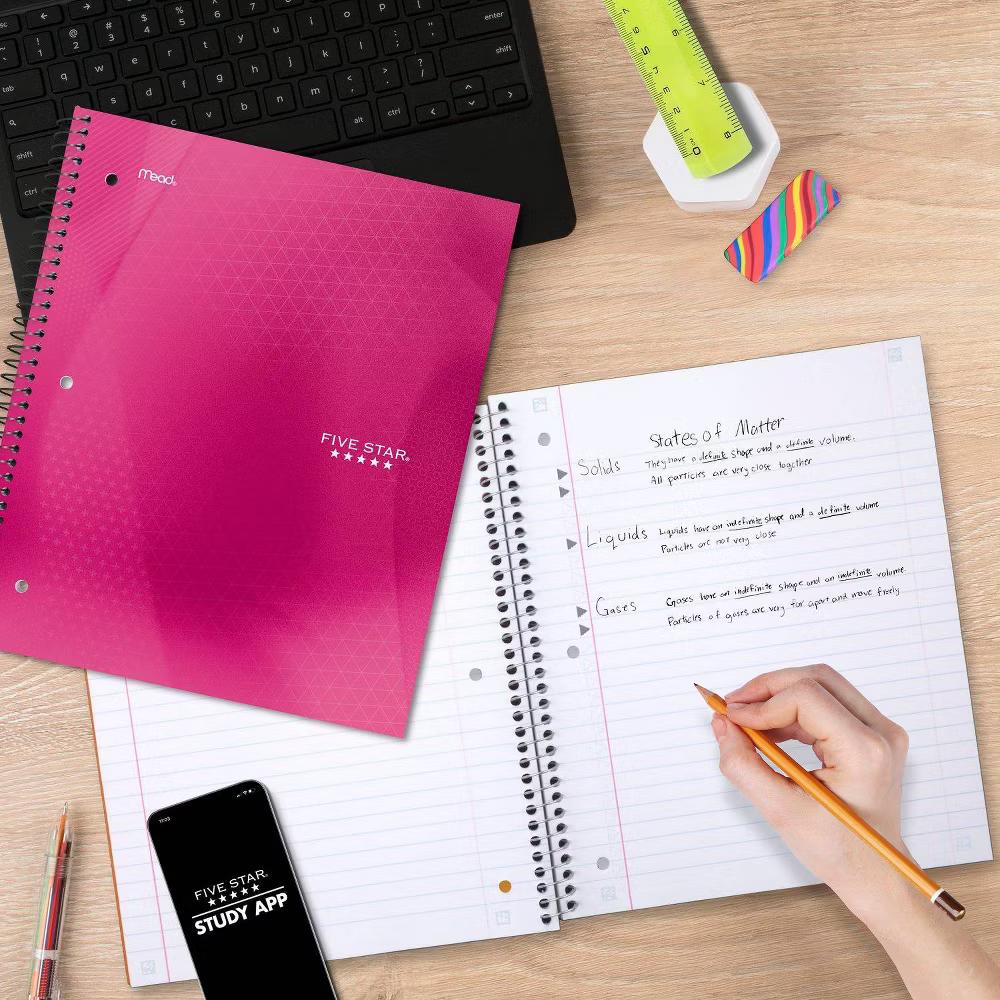 Five Star 8"x10.5" Active Wide Ruled Notebook 80 Pages Pink - Image 3