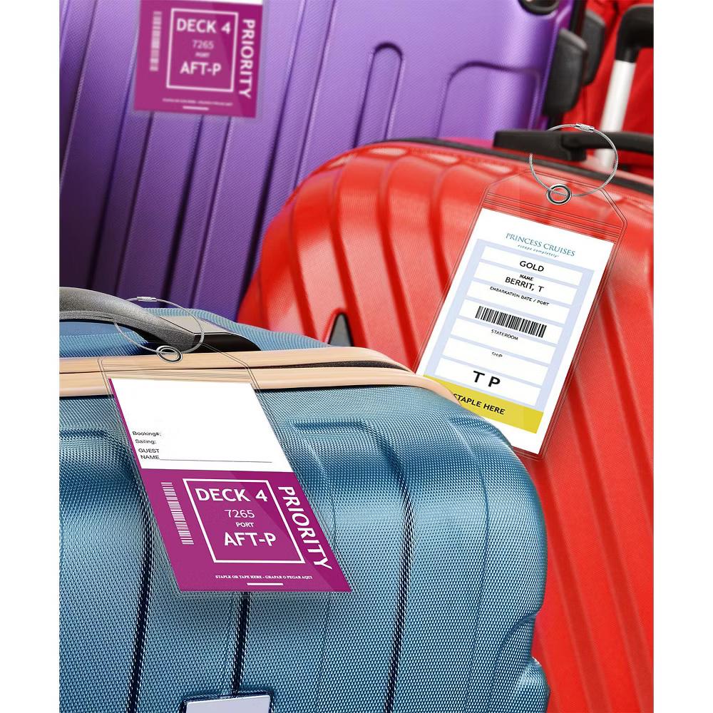 GreatShield 4 Pack Cruise Luggage Tag Holder for Carnival, Princess, Costa, Holland America, P&O & Norwegian Luggage Tags Cruise Ships w/ Zip Seal - Image 6