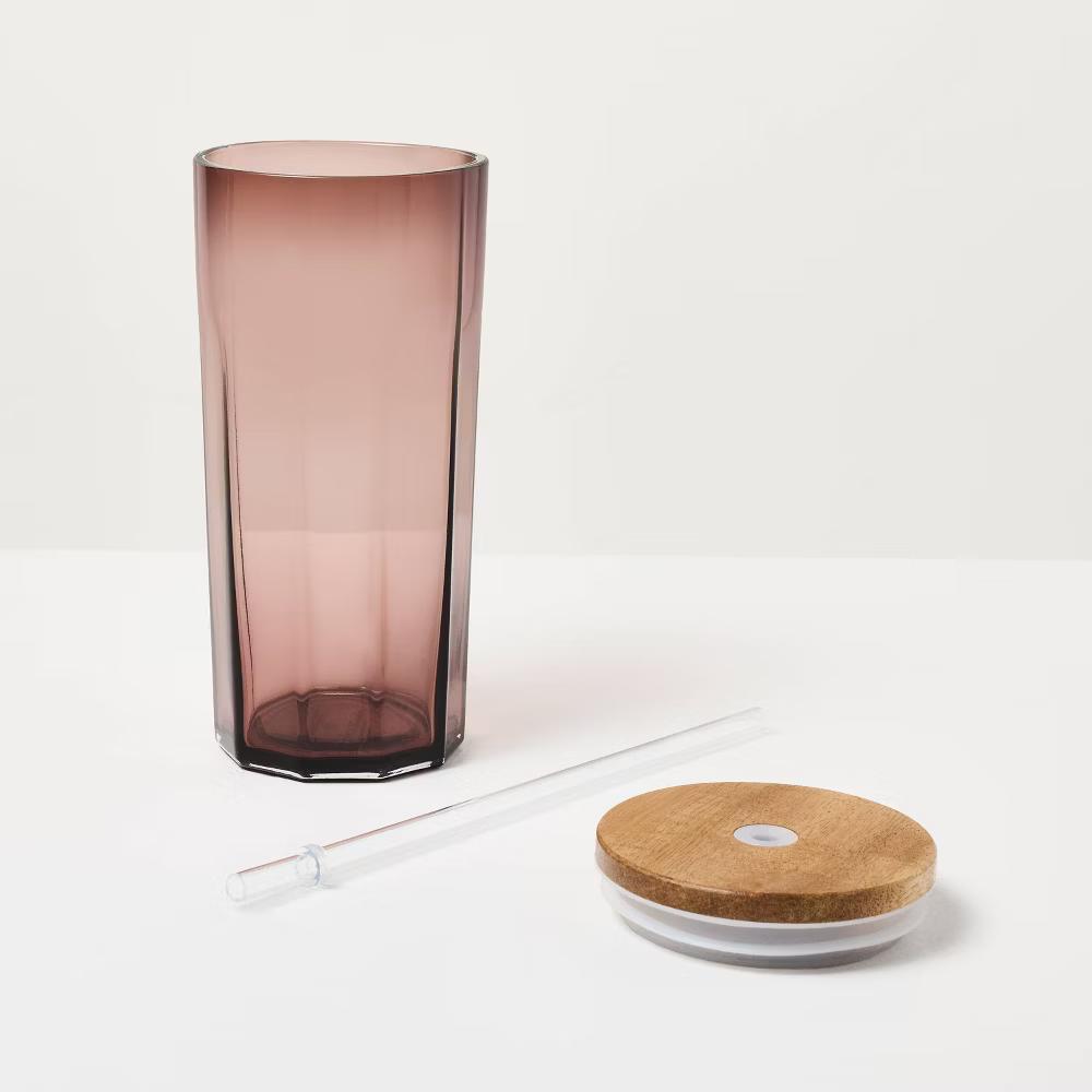 21oz Glass Tumbler with Wooden Lid - with Magnolia - Image 12