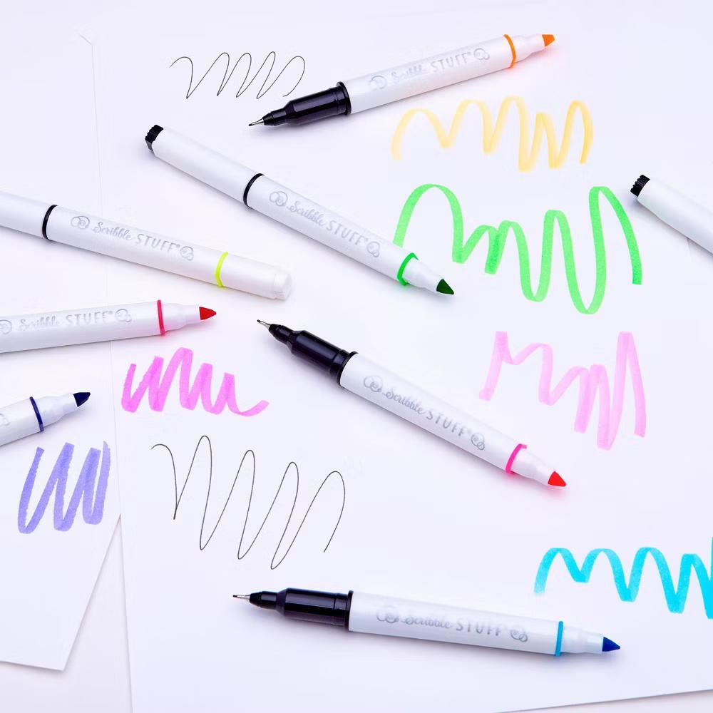 Scribble Stuff 8ct Doubled Ended Highlighter Marker/Fine Tip Pen - Image 6
