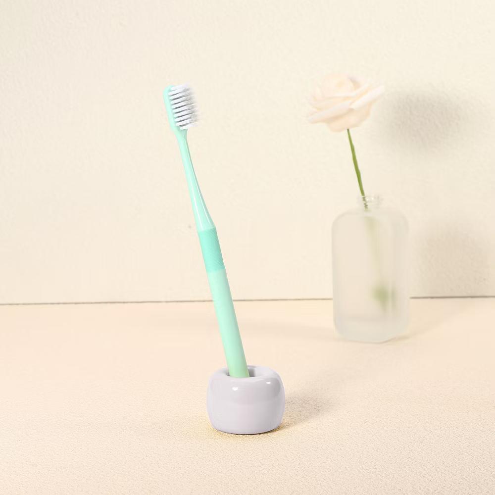 Bathroom Round Mini Ceramic Toothbrush Holder 1.65"x1.18" 2Pcs - Image 51