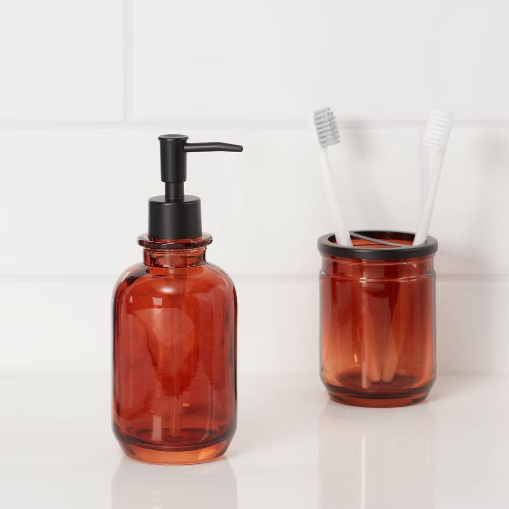 Apothecary Glass Soap/Lotion Dispenser Amber - Image 4