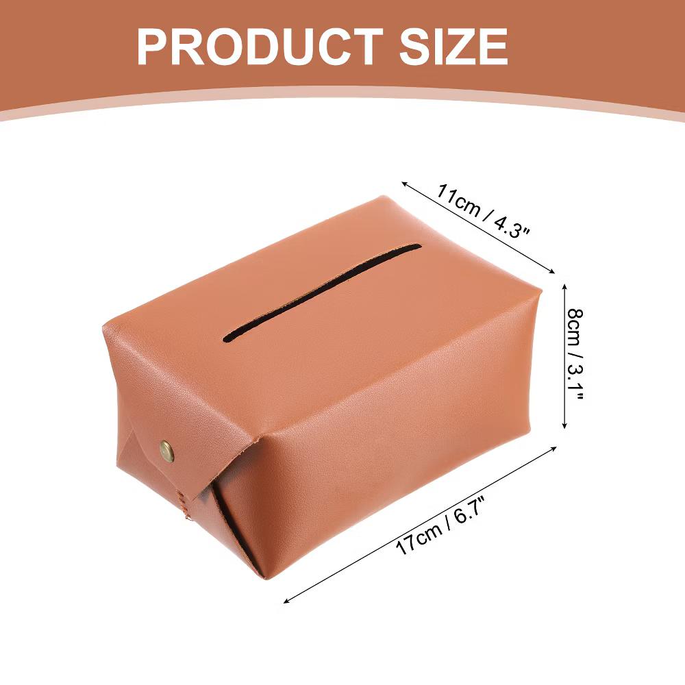 Rectangle PU Leather Tabletop Bathroom Kitchen Tissue Box Cover - Image 12