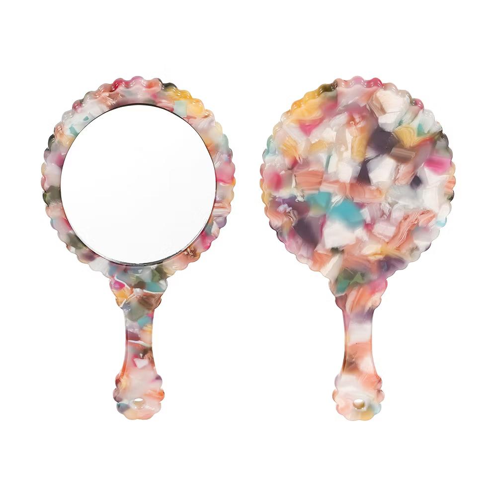 Oval Vintage Acetic Acid Handle Cosmetic Travel Hand Held Mirror - Image 19