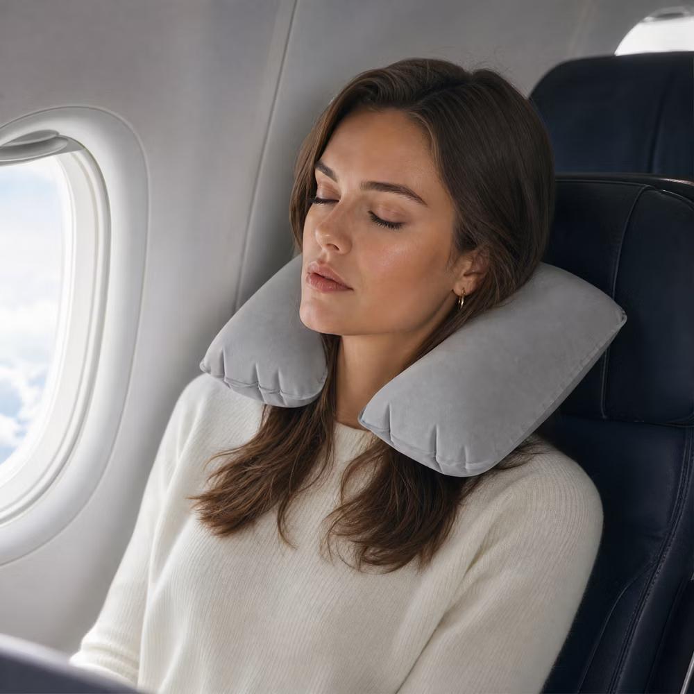 Comfortable Inflatable Travel Pillow with Eye Mask Earplugs 1 Set - Image 13