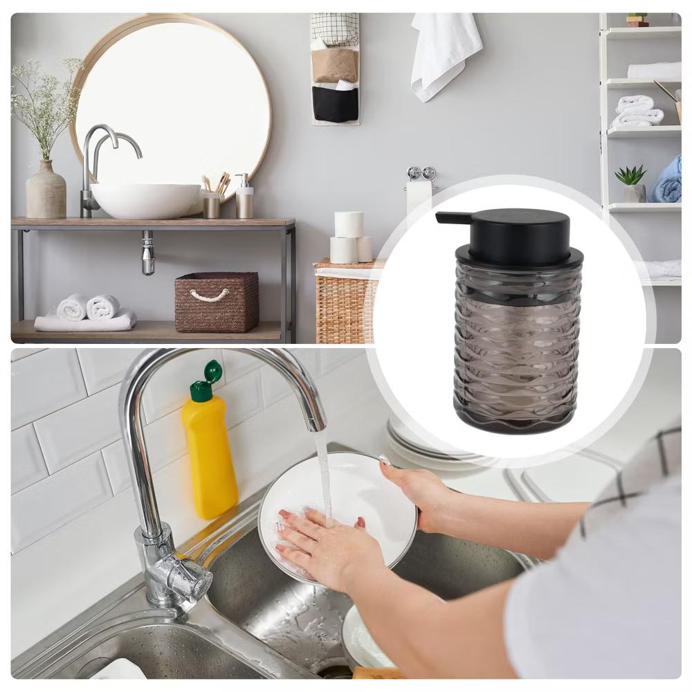 Wave Pattern Pump Soap Dispenser Gray Black 1 Pc - Image 5