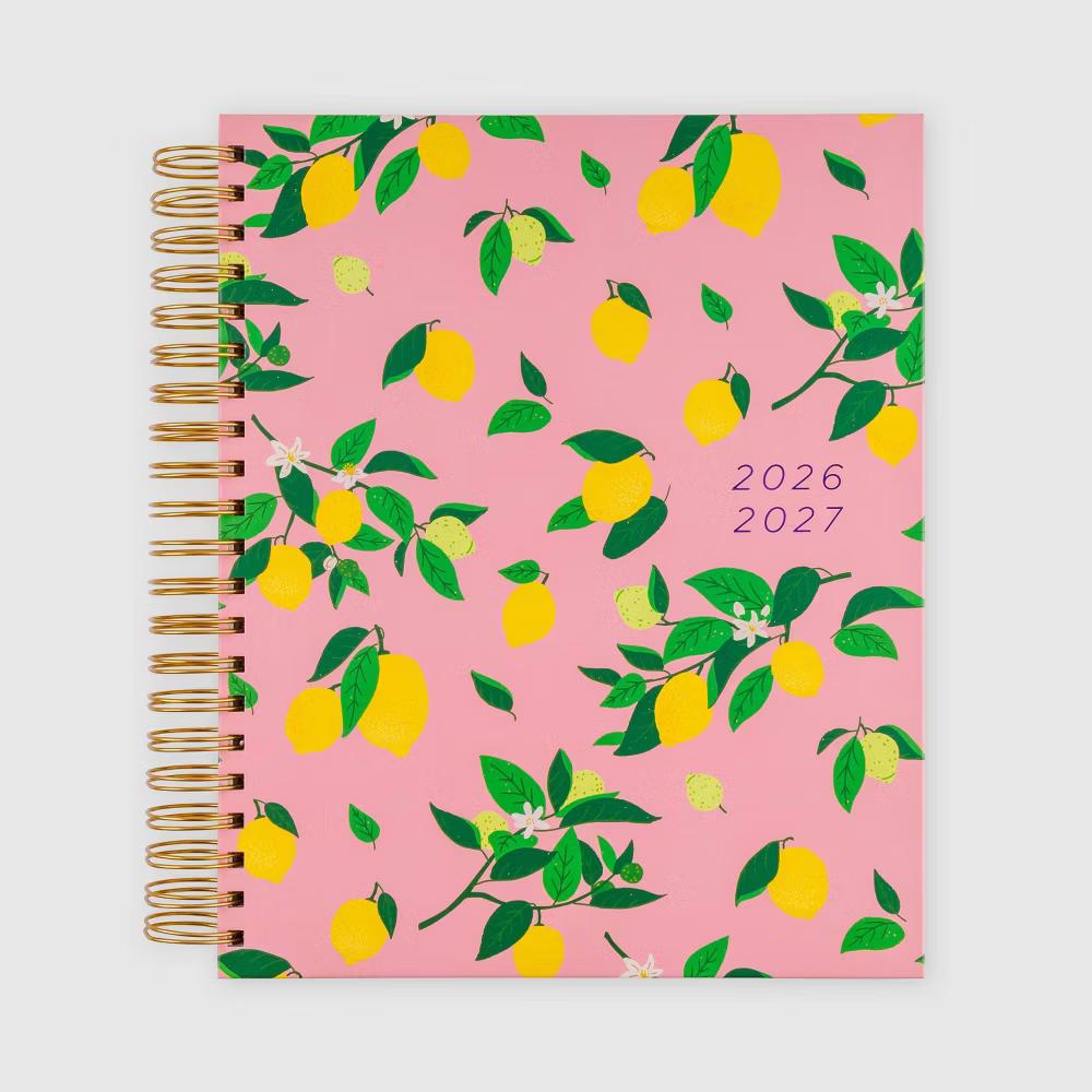 Pulsar Eco Products 9"x11" 2026-2027 Planner Large Hardcover Spiral Pink Lemons 15 months - Image 4