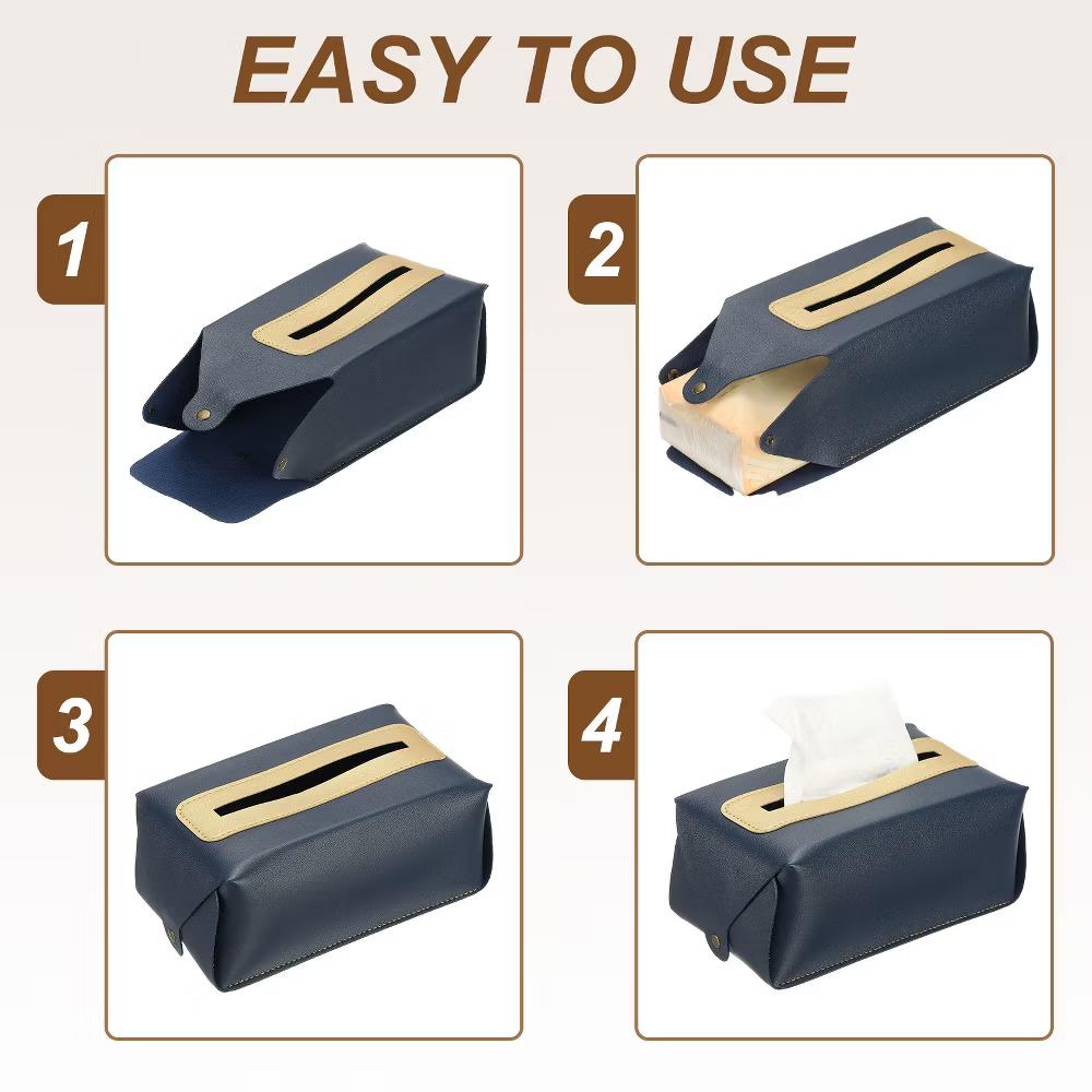 PU Leather Home Car Office Decorative Tissue Box Cover - Image 2