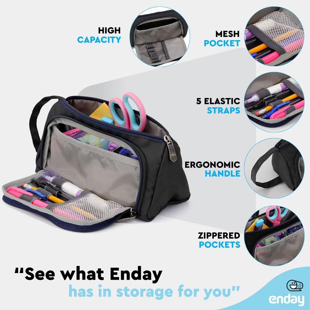 Large Capacity Pencil Case, 3-Compartment Zipper Pencil Pouch, Cute Pencil Case Organizer - Image 7