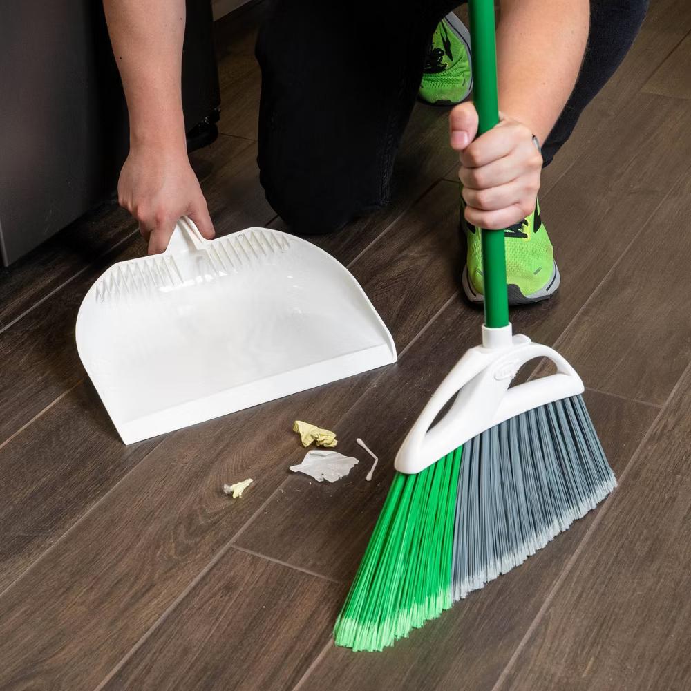 Libman Large Precision Angle Broom with Dustpan: Steel Handle, Grip Handle, Hanging Loop - Image 2