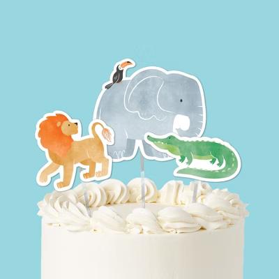 Safari Animals Cake Topper Set, Zoo Jungle Birthday Party Decorations with Lion, Elephant and Crocodile Designs – 3 Count - Image 2