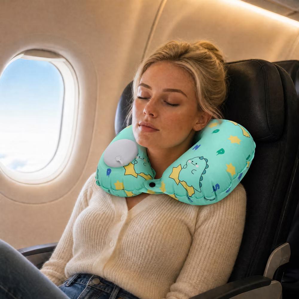 Ice Silk Inflatable Travel Pillow 1 Pc - Image 14