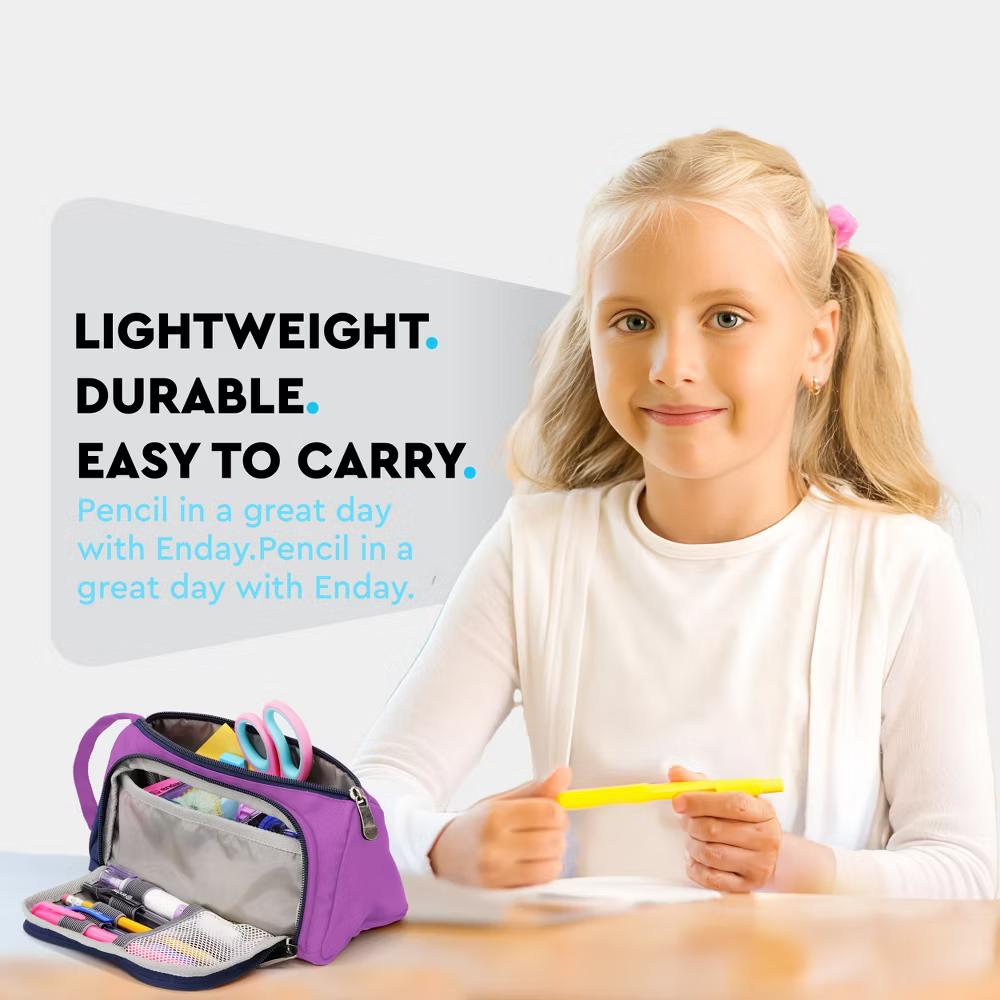 Large Capacity Pencil Case, 3-Compartment Zipper Pencil Pouch, Cute Pencil Case Organizer - Image 26