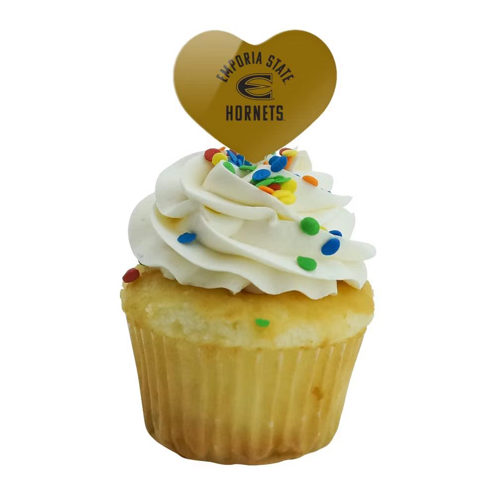 Emporia State University Hornets Heart Love Cupcake Picks Toppers Decoration Set of 6 - Image 2
