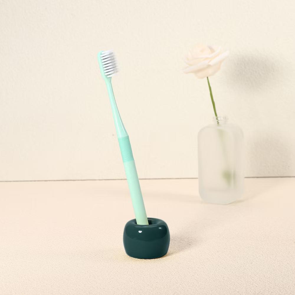 Bathroom Round Mini Ceramic Toothbrush Holder 1.65"x1.18" 2Pcs - Image 21