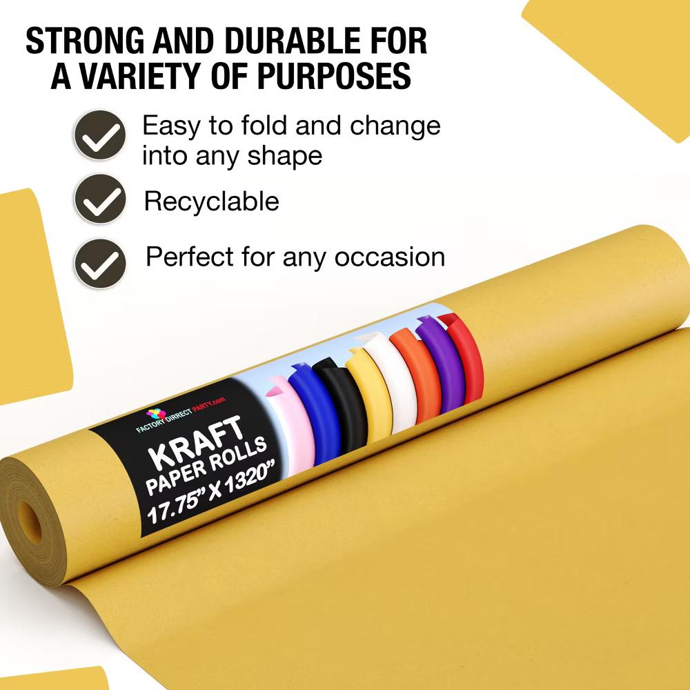 Exquisite Colored Kraft Paper Roll 17.5 In 110 Ft Kraft Wrapping Paper Craft Paper Shipping Paper Kraft Paper Roll Gift Wrap - Image 66