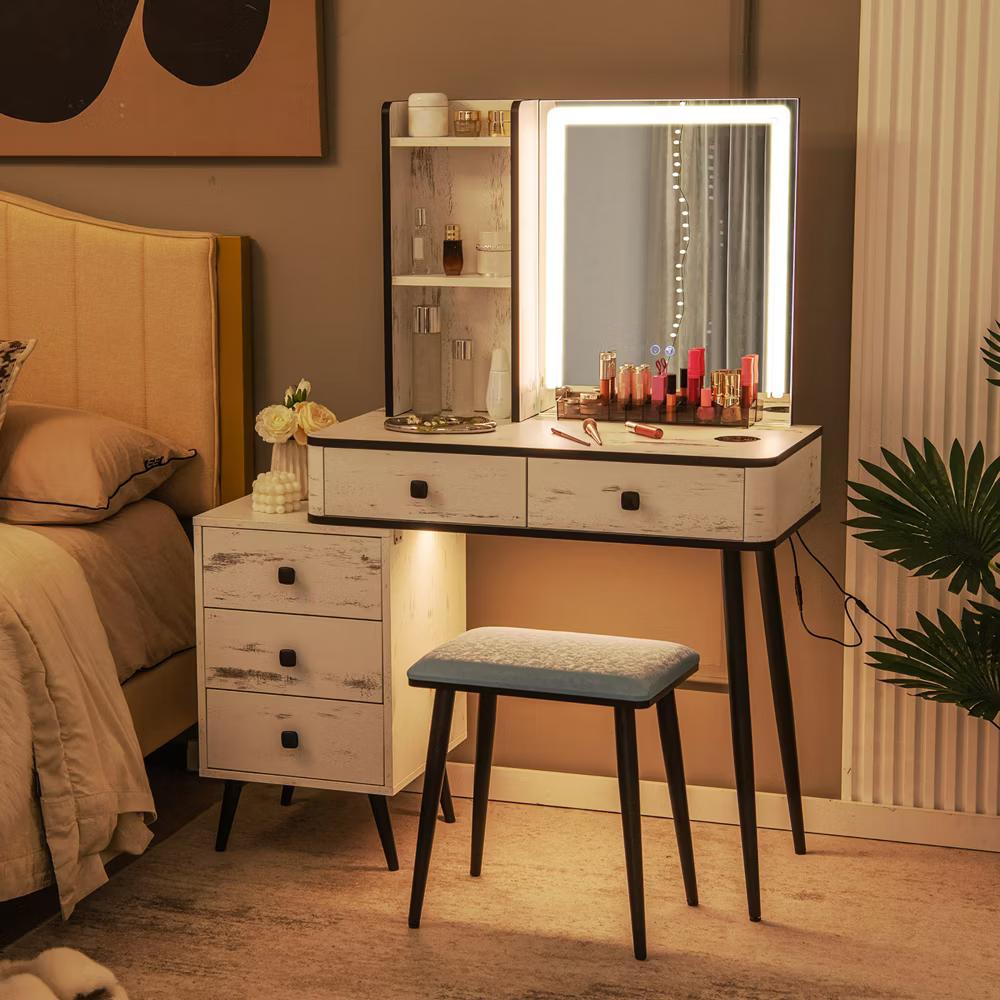 Vanity Set with Dimmable Lighted Mirror 3 Lighting Modes - Image 12