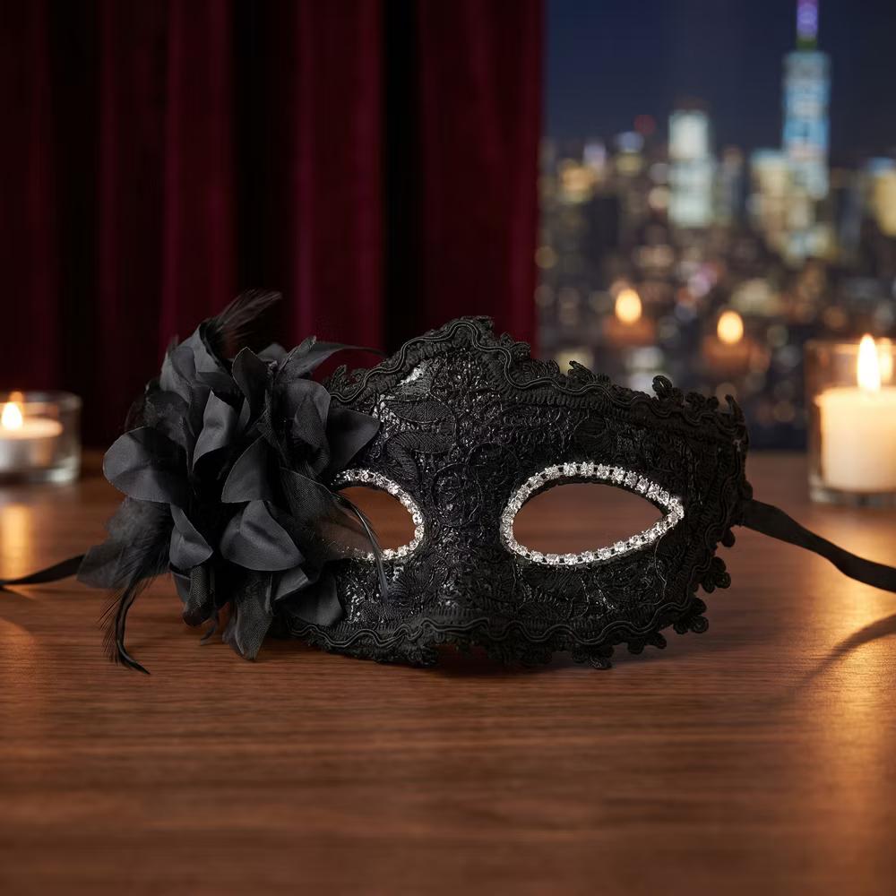 Venetian Masquerade Side Flower Rose Eye Mask for Halloween Costume Party Decor - Image 5