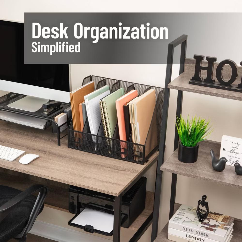 5 Compartment Metal File Organizers Black - Image 2