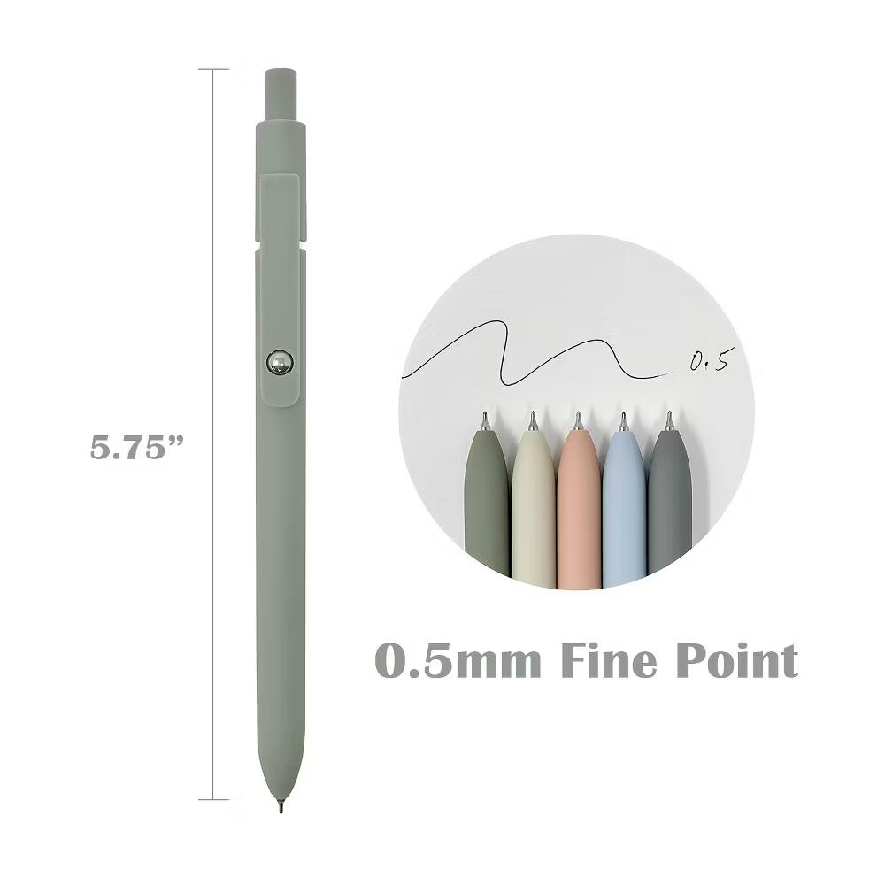 Smooth Retractable Black Ink Gel Pens, 0.5mm Fine Point, for Home Office Work (Set of 5) - Image 12